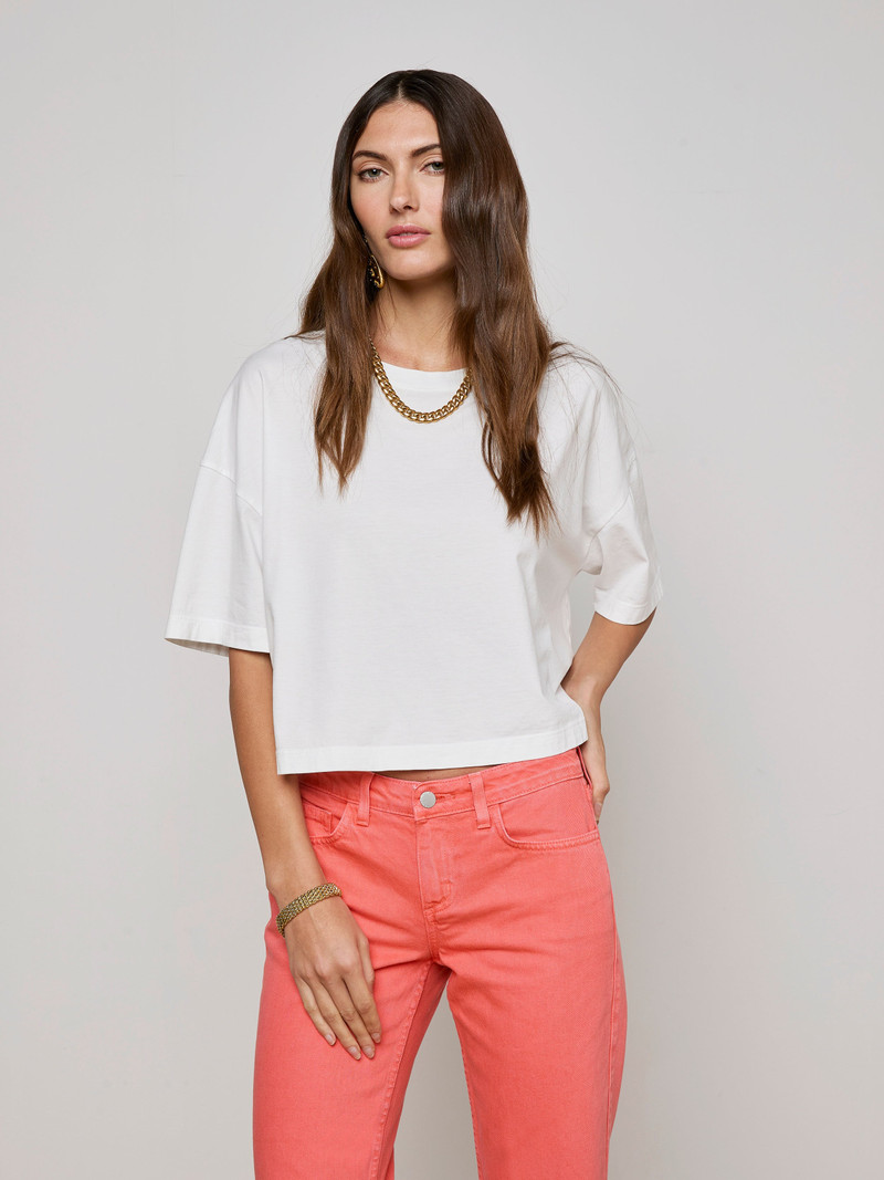 L'AGENCE Daria Oversized Cropped Tee outlook