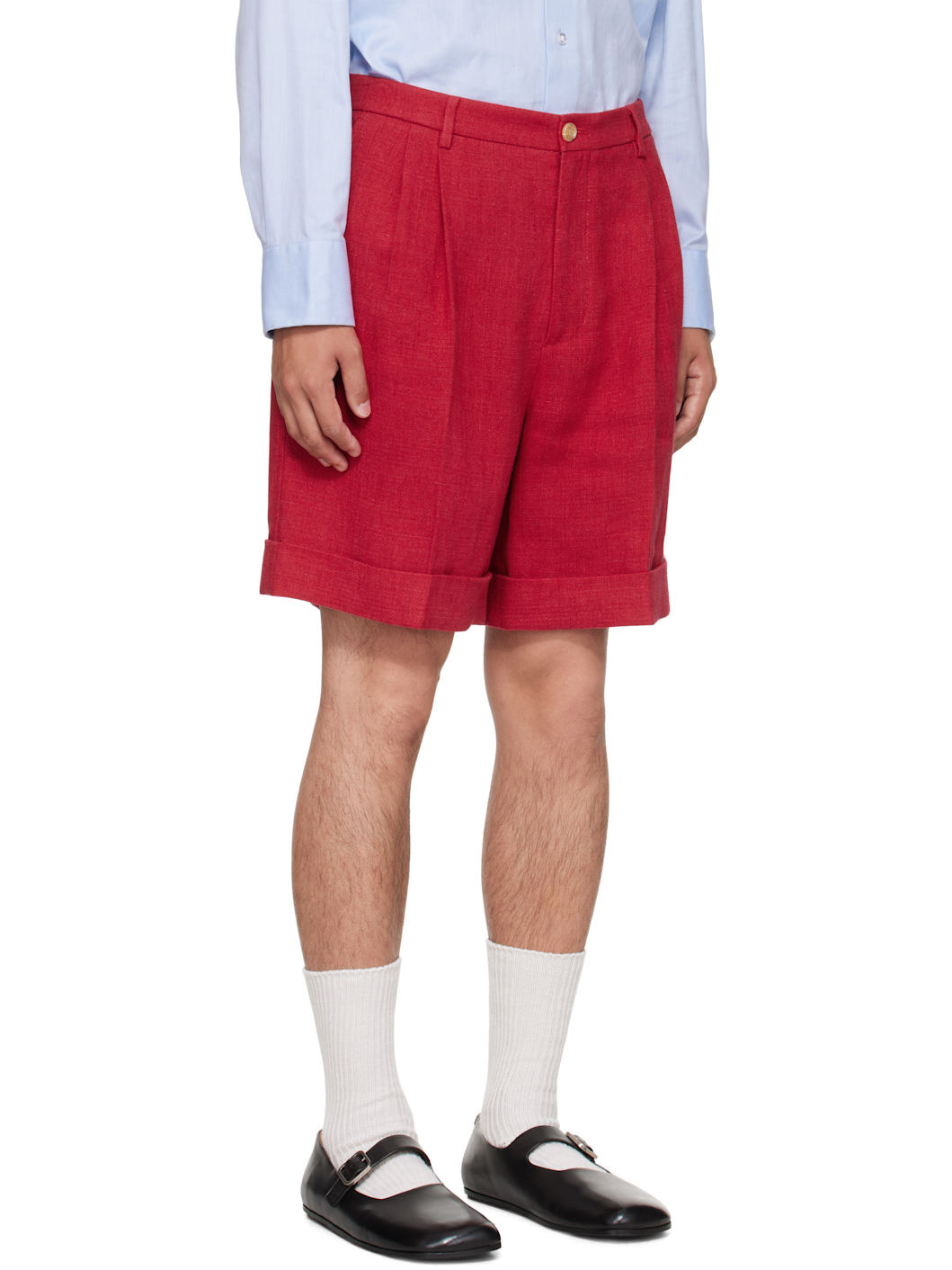 Red Linen Bermuda Shorts - 2