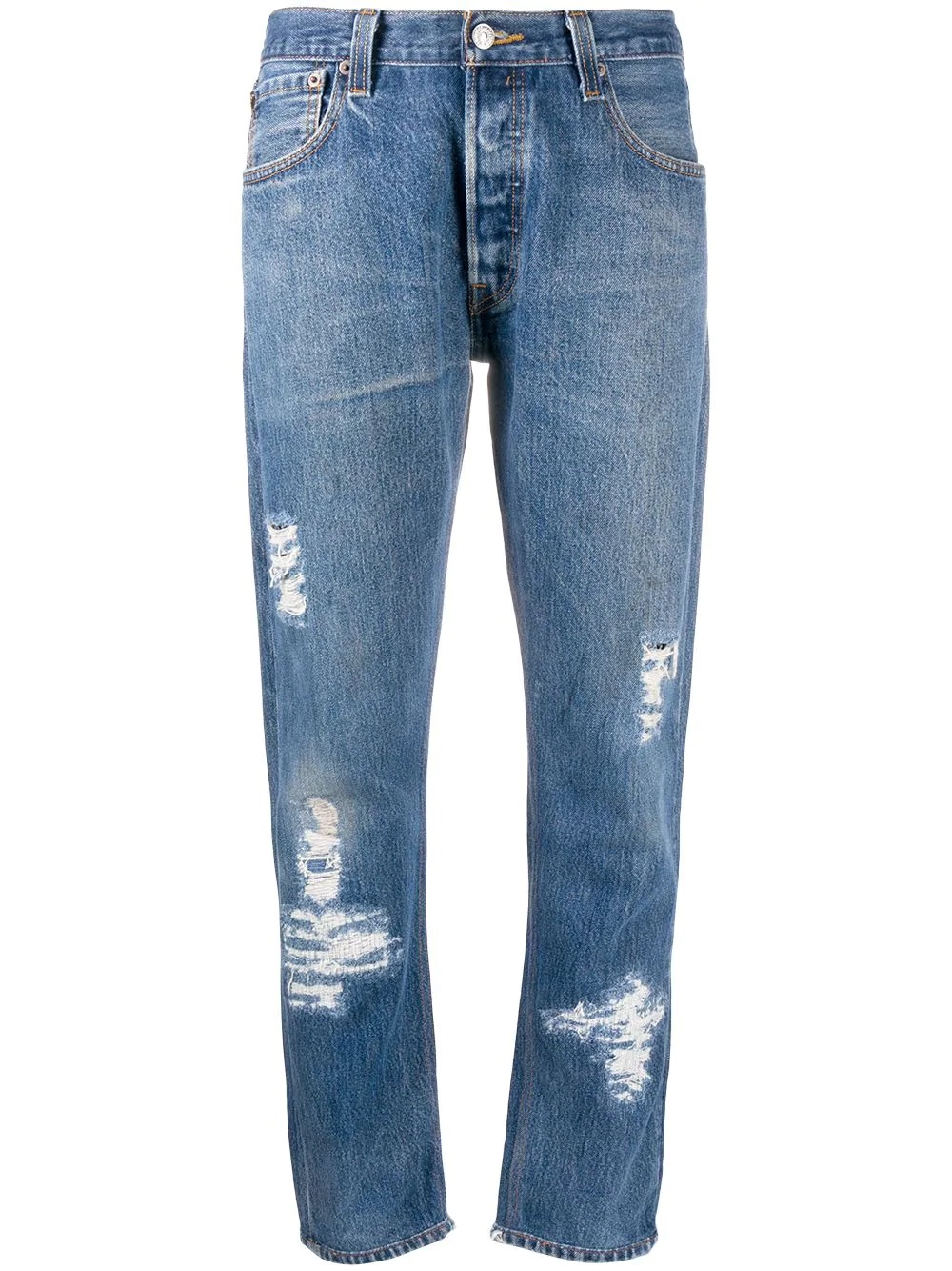 distressed straight leg trousers - 1