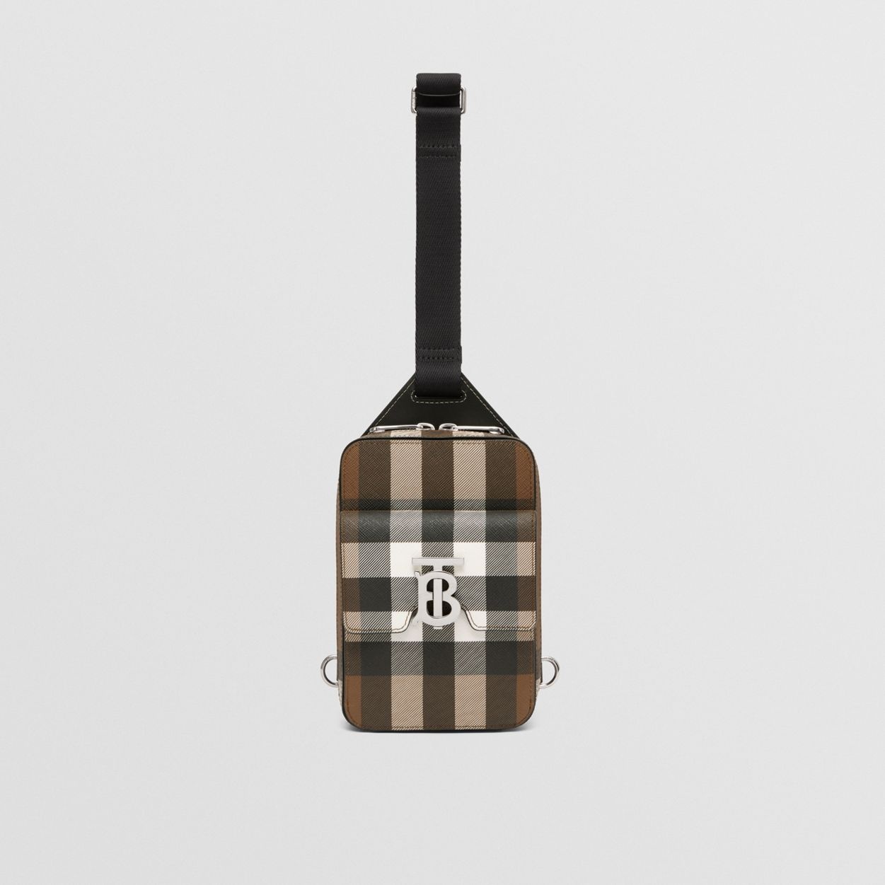 Monogram Motif Check and Leather Crossbody Bag - 1