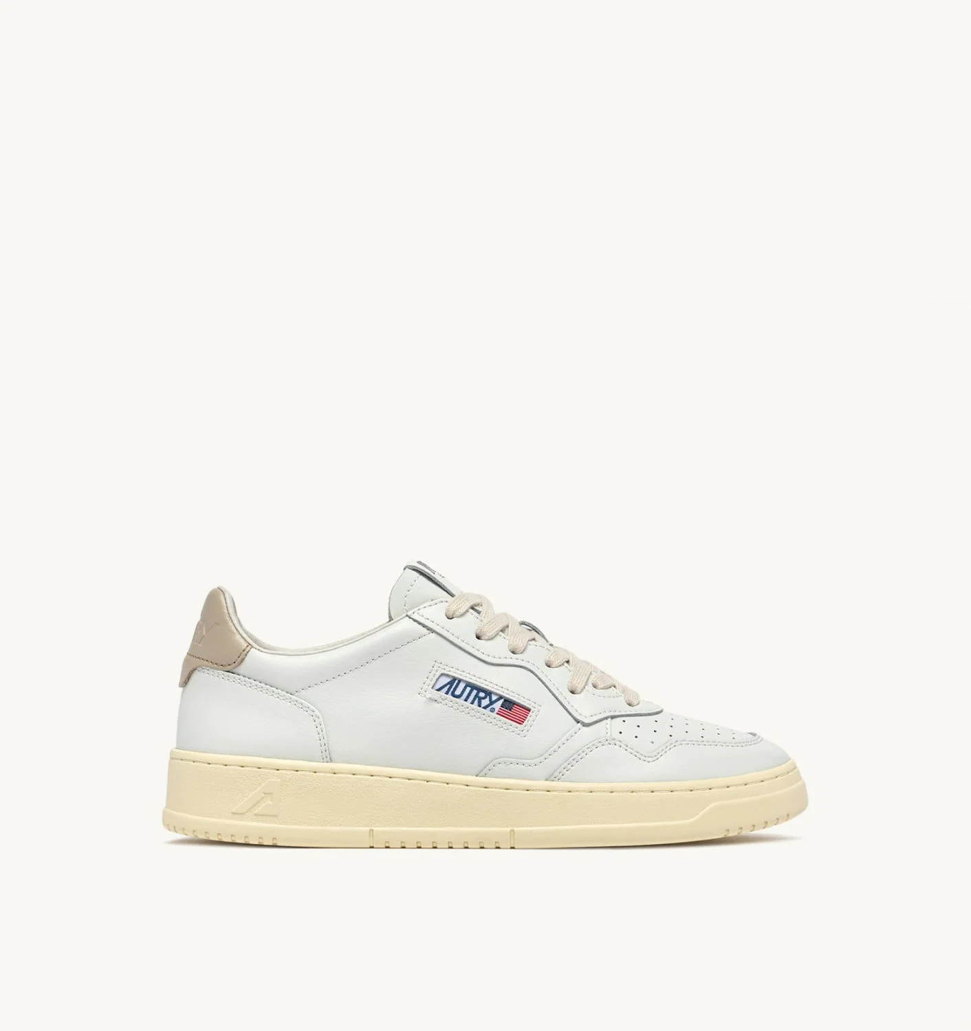 MEDALIST LOW SNEAKERS IN WHITE AND FEATHER GRAY LEATHER - 1