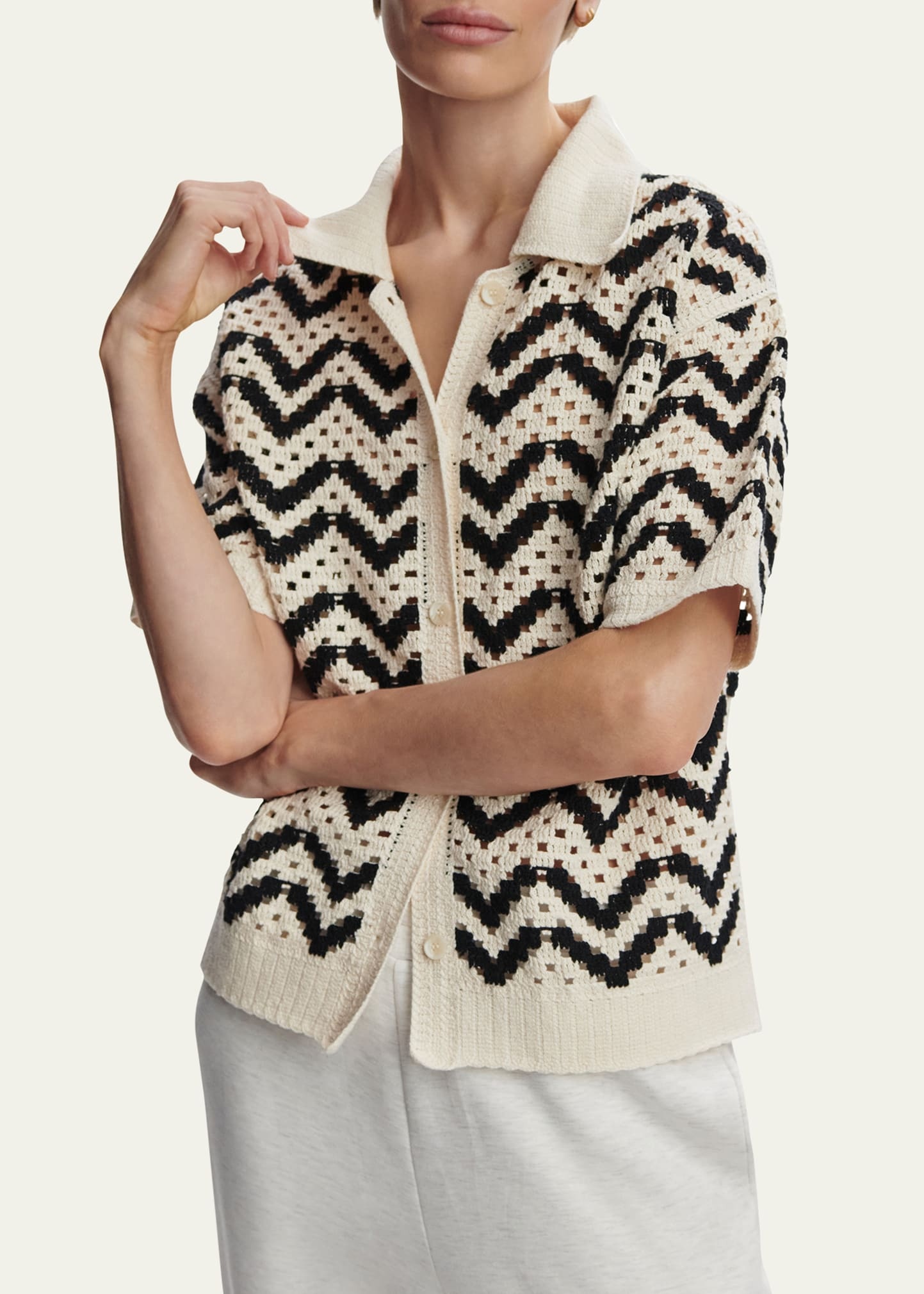 Anais Crochet Polo Shirt - 5