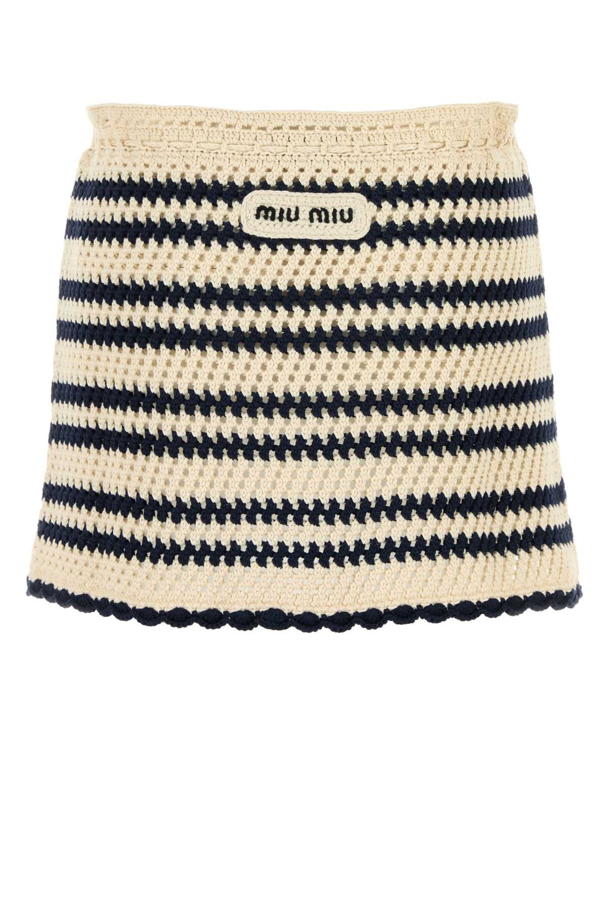 Miu Miu Women Two-Tone Crochet Mini Skirt - 2