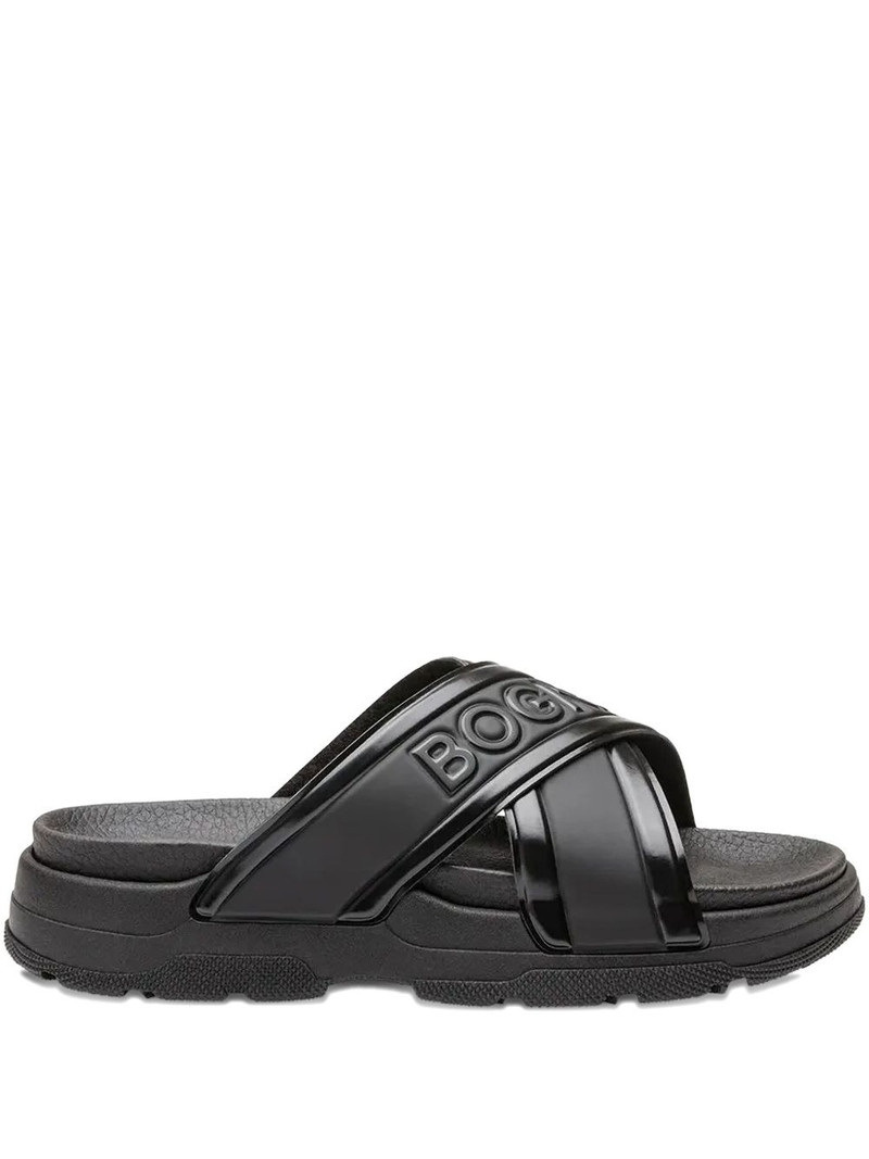 embossed-crossover flat sandals 1