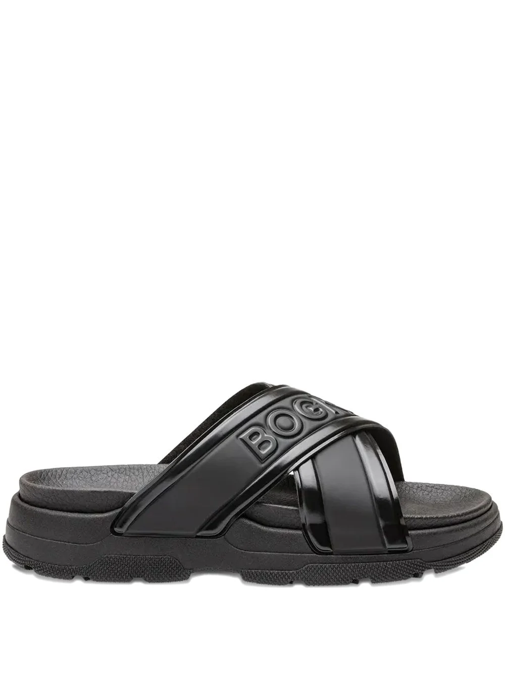 embossed-crossover flat sandals - 1