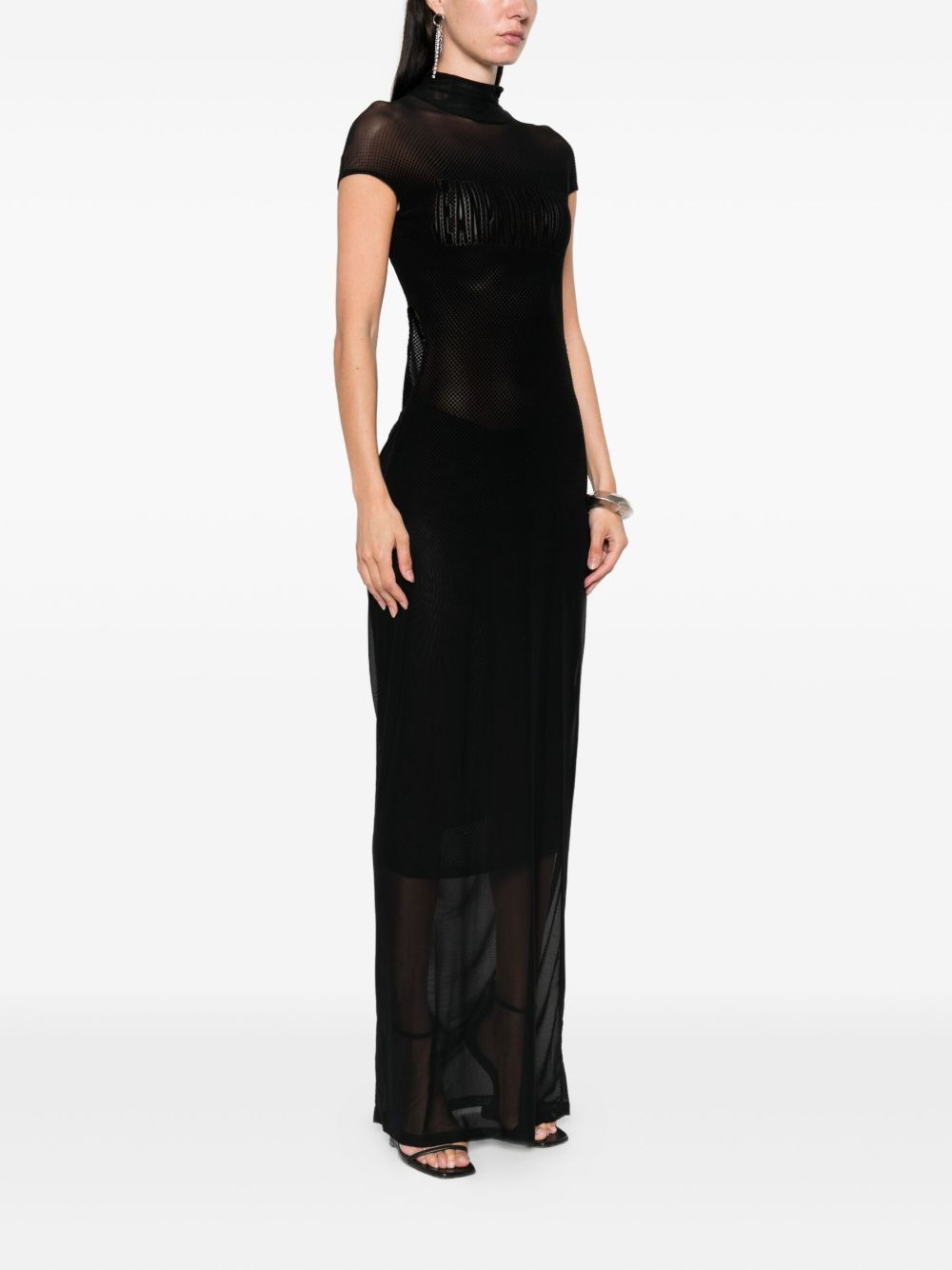 mesh-panelled maxi dress - 3