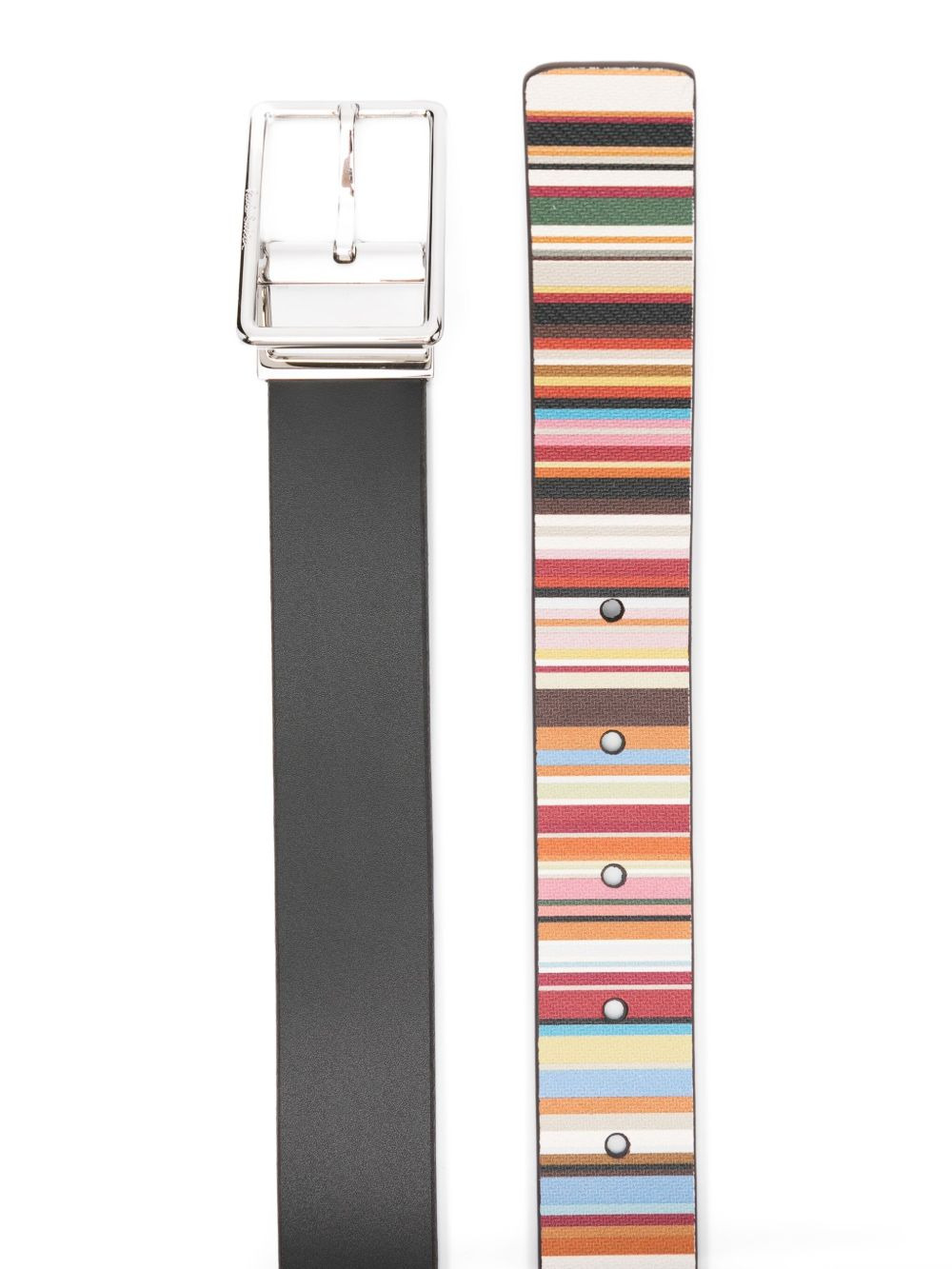 striped-reversible leather belt - 2