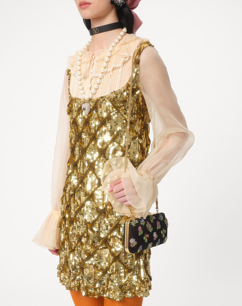 CARRY SECRETS SATIN MINAUDIERE WITH FLORAL EMBROIDERY 7