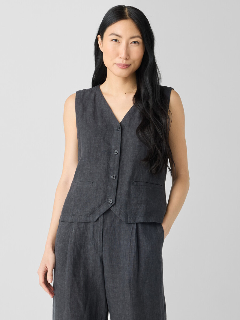 EILEEN FISHER Washed Organic Linen Délavé Vest outlook