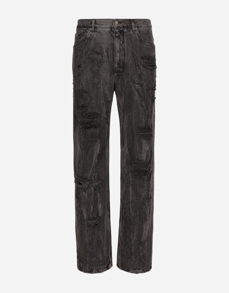 Washed oversize jeans with rips and abrasions 1
