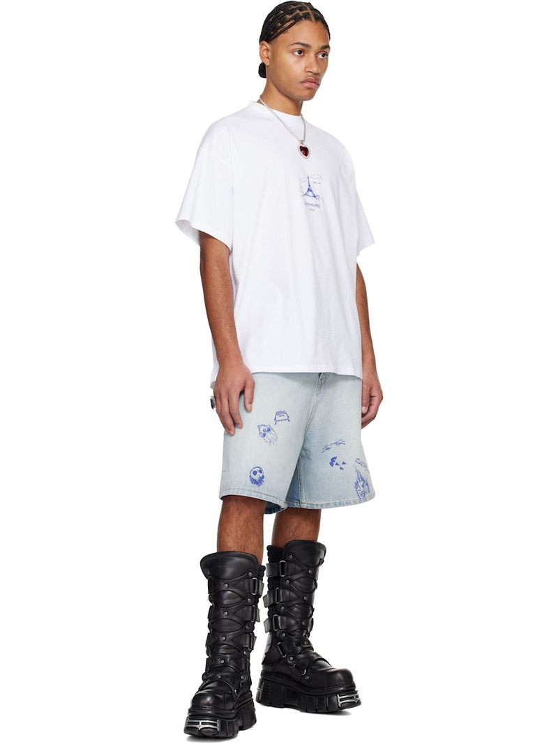 VETEMENTS White Scribbled 'Paris' Regular T-shirt outlook
