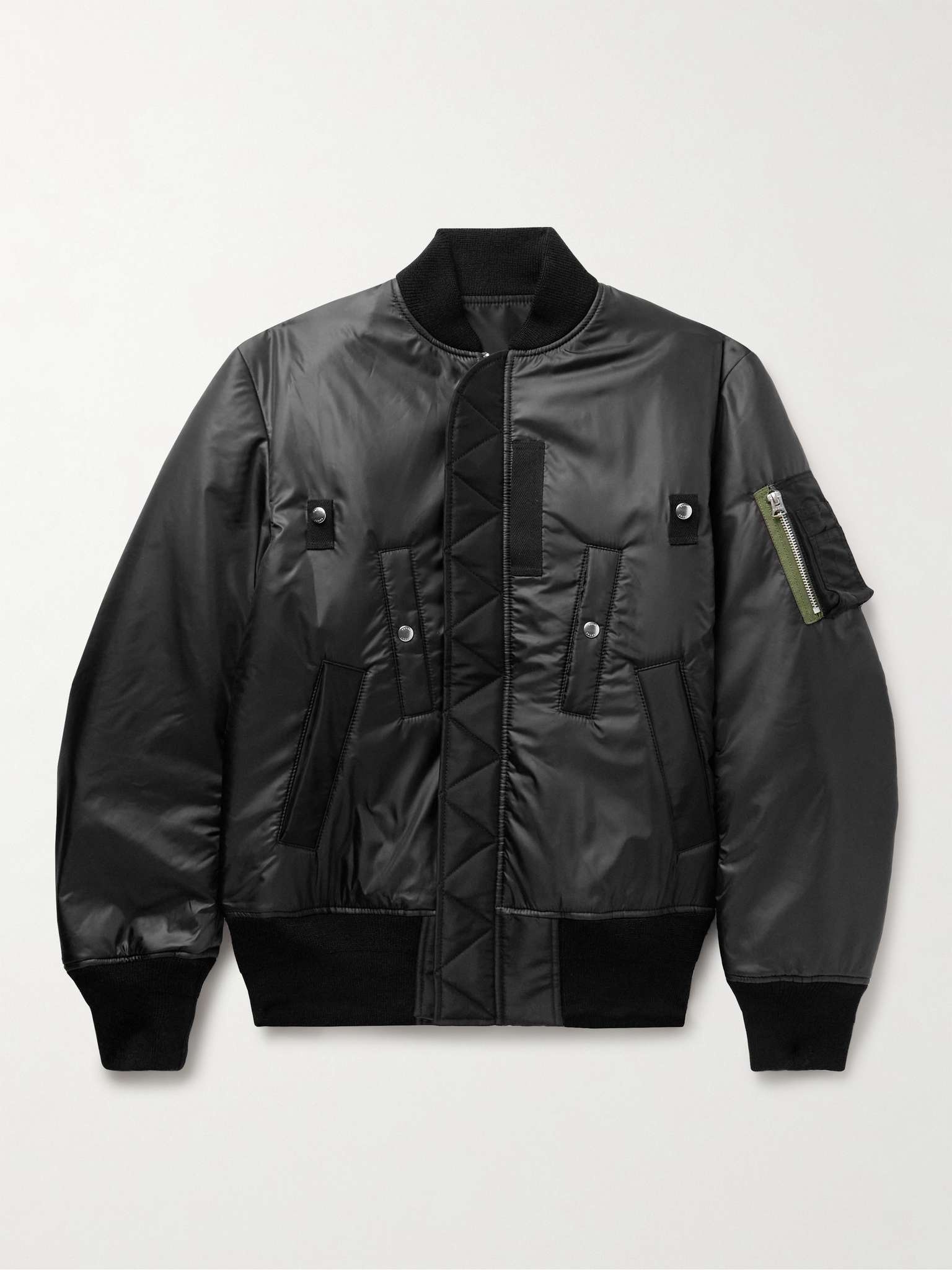 Canvas-Trimmed Padded Shell Bomber Jacket - 1