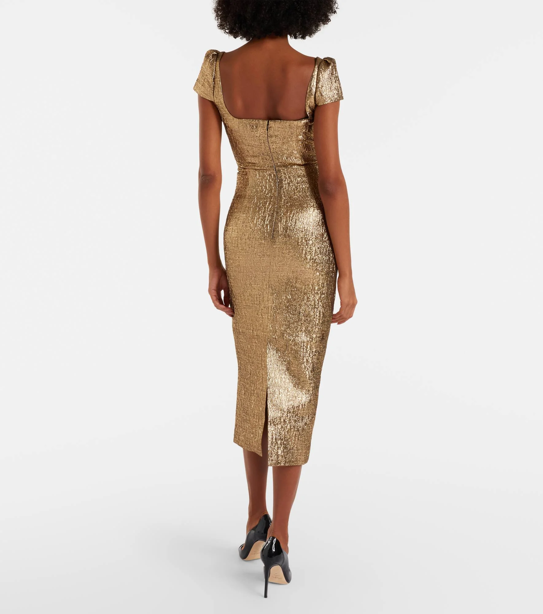 ROLAND MOURET Draped lam jacquard cocktail dress - P01125073 | REVERSIBLE