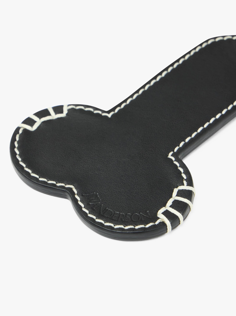 CONTRAST TOPSTITCH LEATHER PENIS KEYRING 3