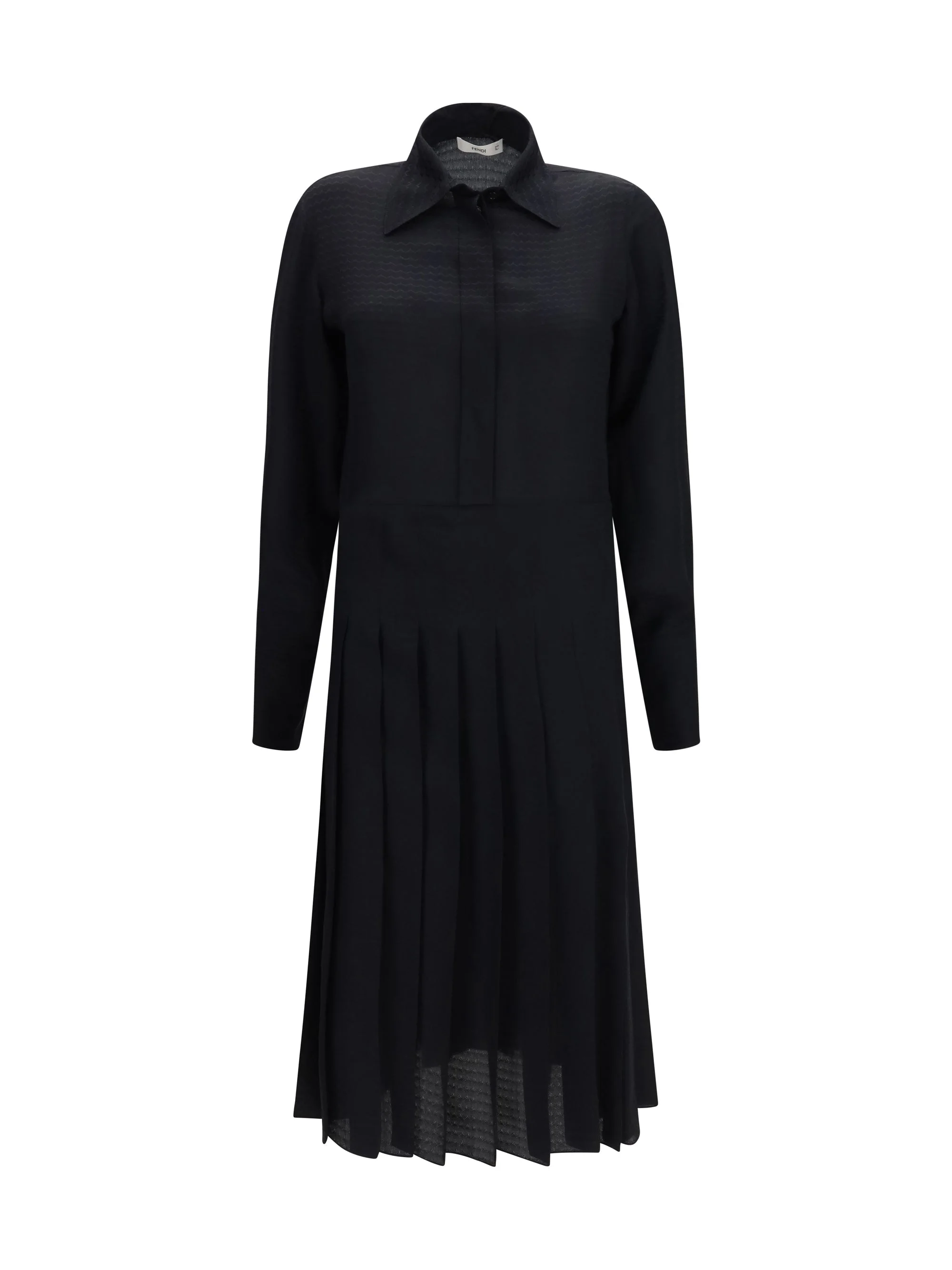 Fendi Long Jacquard Silk Dress Nero - 1
