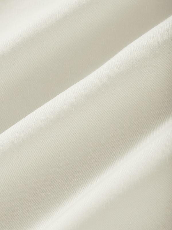Mens Organic Cotton Linen Mandarin Collar Long-Sleeve Shirt - Limestone - 5