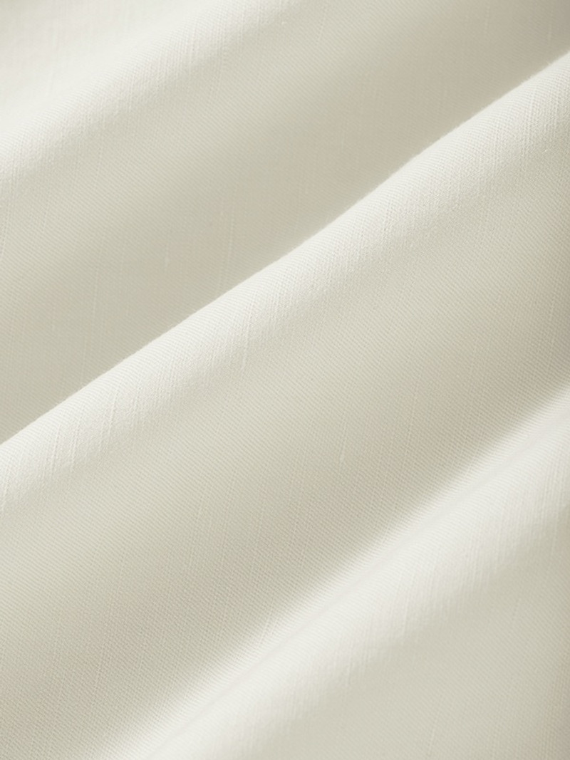 Mens Organic Cotton Linen Mandarin Collar Long-Sleeve Shirt - Limestone 5