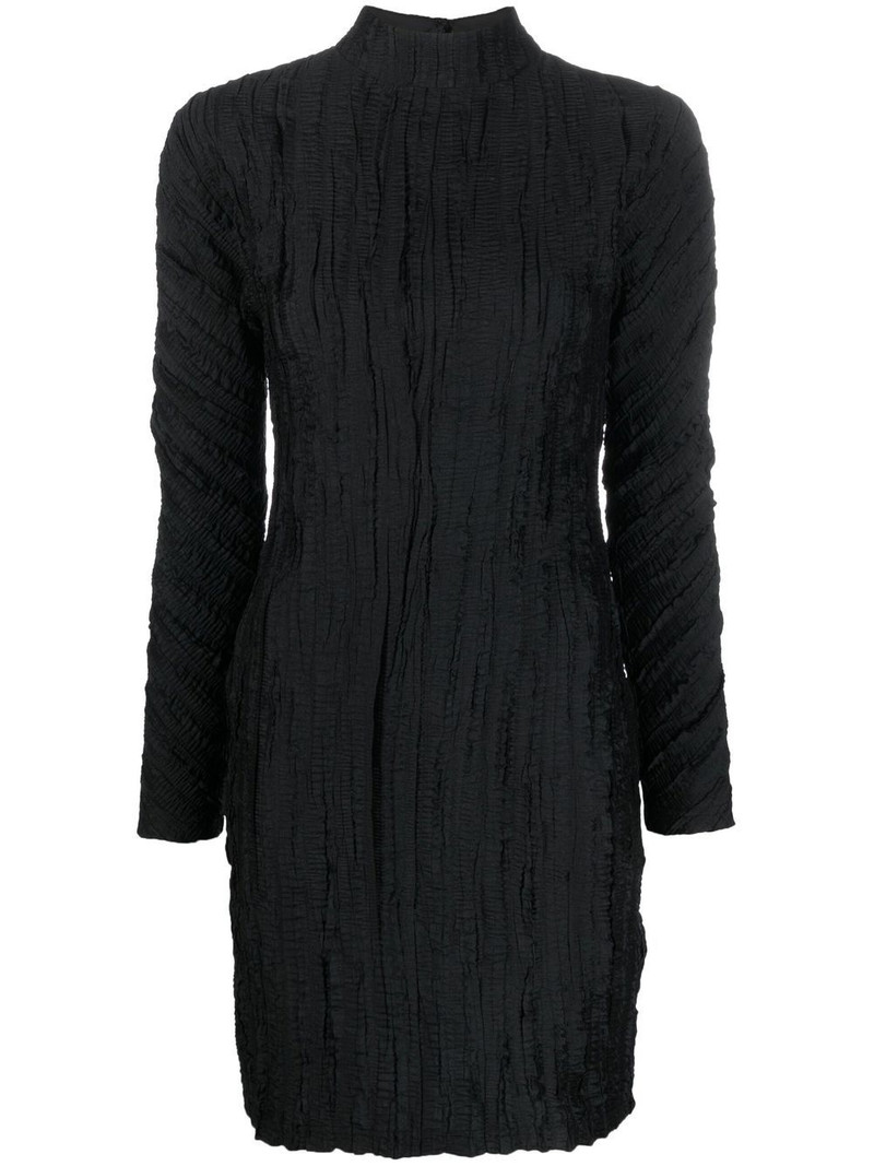 crease-effect mock neck dress 1