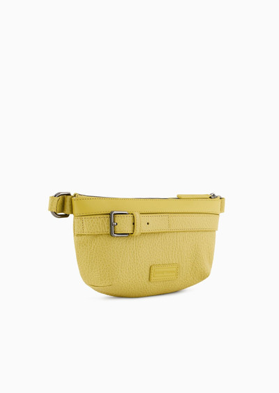 EMPORIO ARMANI Pebbled-leather belt bag with smooth leather details outlook