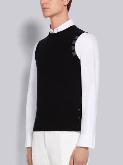 Thom Browne Black Cashmere 4-Bar Shell Top outlook