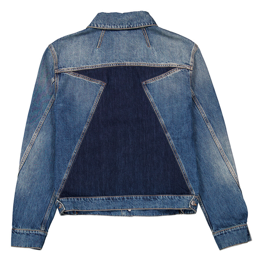 Alexander Mcqueen Men's Blue Washed Panelled Denim Jacket - 6