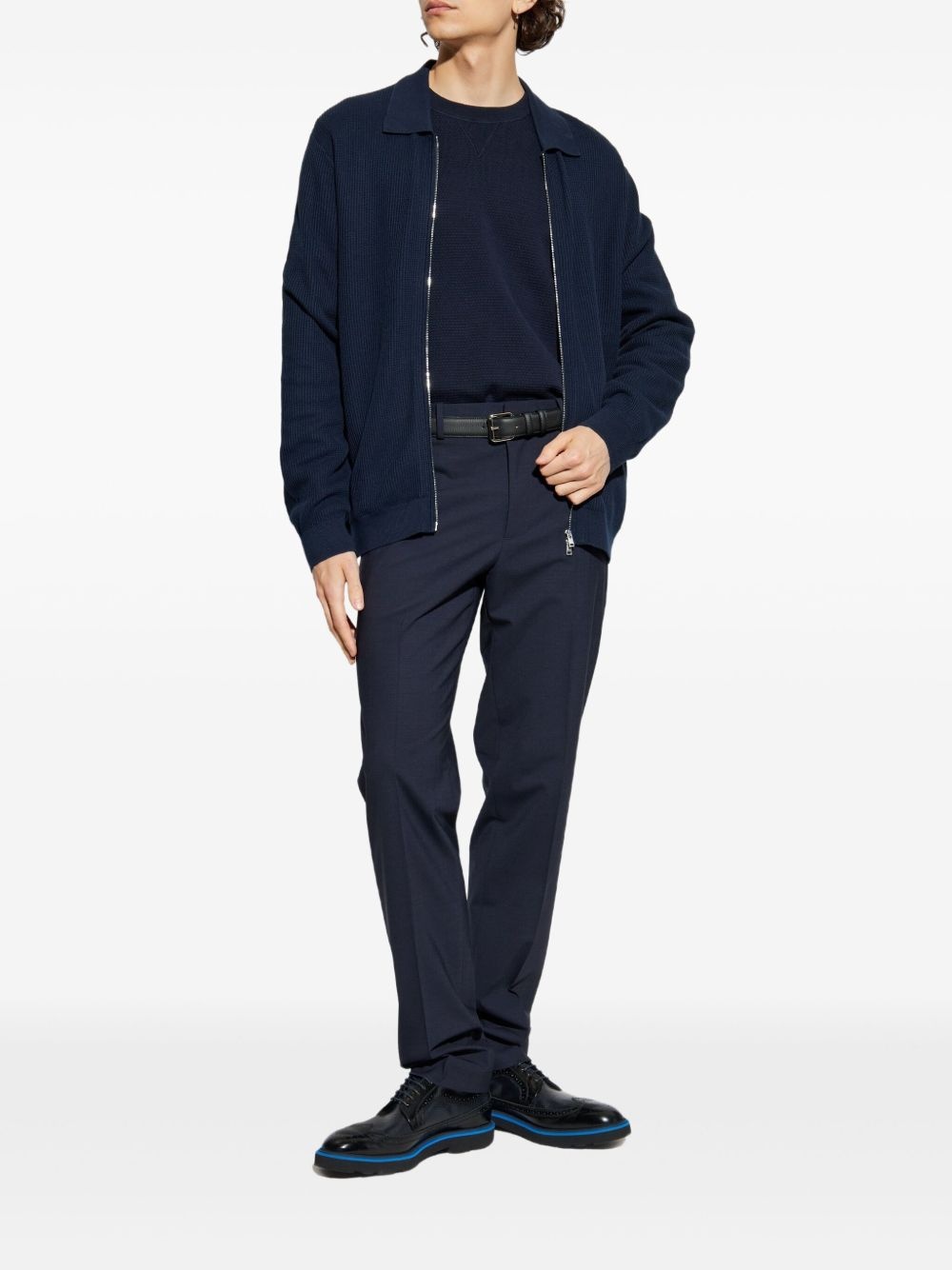 textured crew-neck jumper - 2