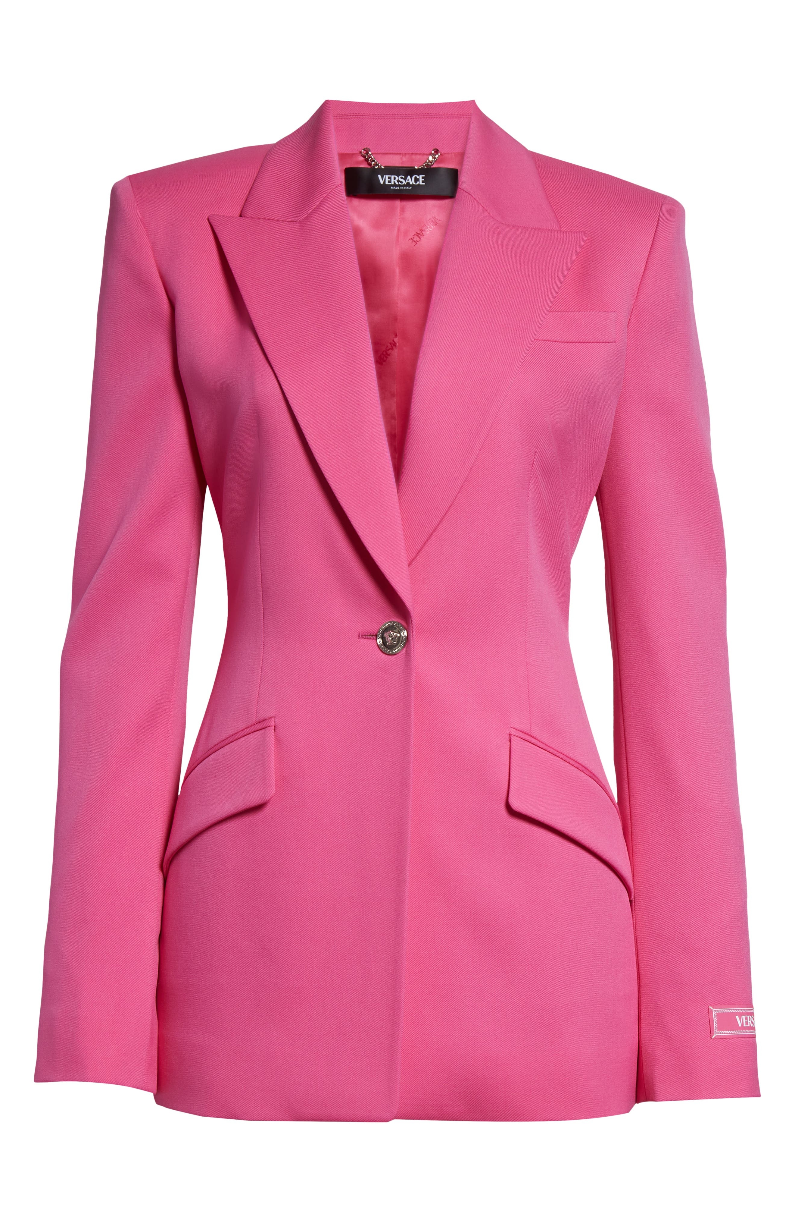 Versace Stretch Wool Gabardine Single Breasted Blazer in Dragon Fruit at Nordstrom - 7