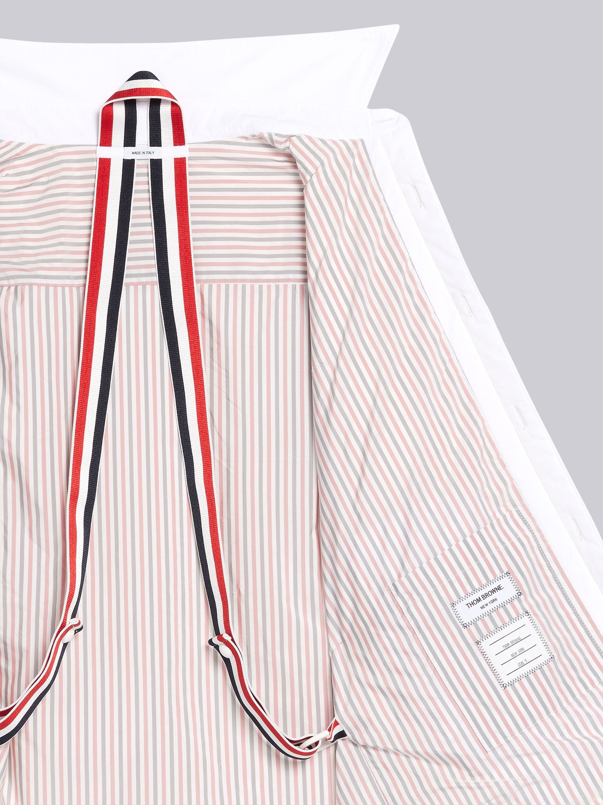 White Down Filled Poly Twill Upper Center Back Stripe Shirt Jacket - 6