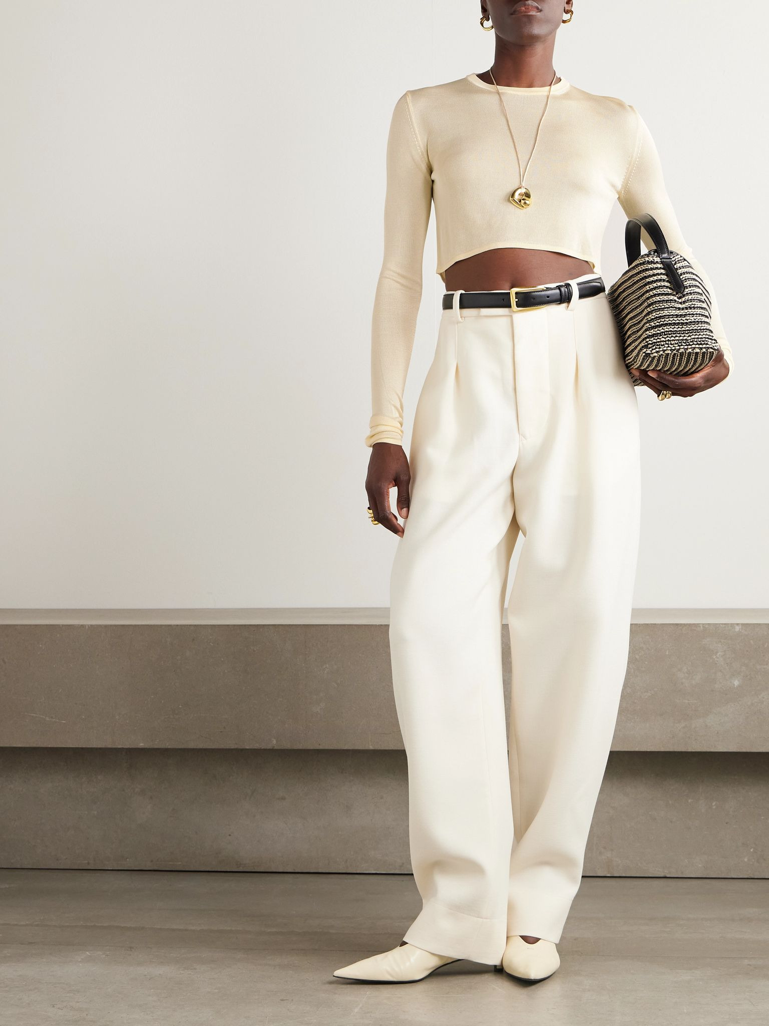 Kazel cropped knitted top Cream - 2