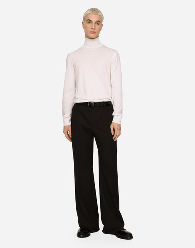Dolce & Gabbana Stretch wool twill pants with wide leg outlook