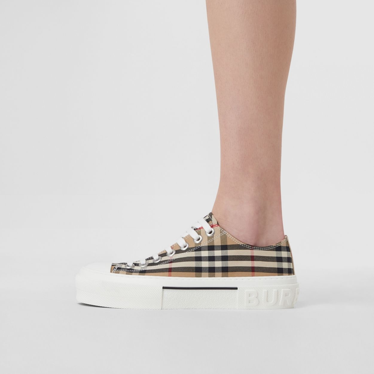 Vintage Check Cotton Sneakers - 4