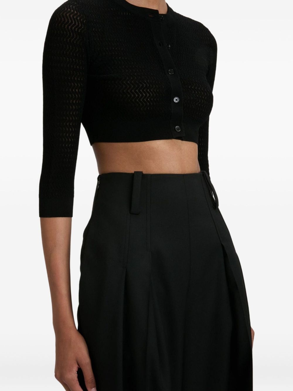 three-quarter sleeve cropped cardigan - 5