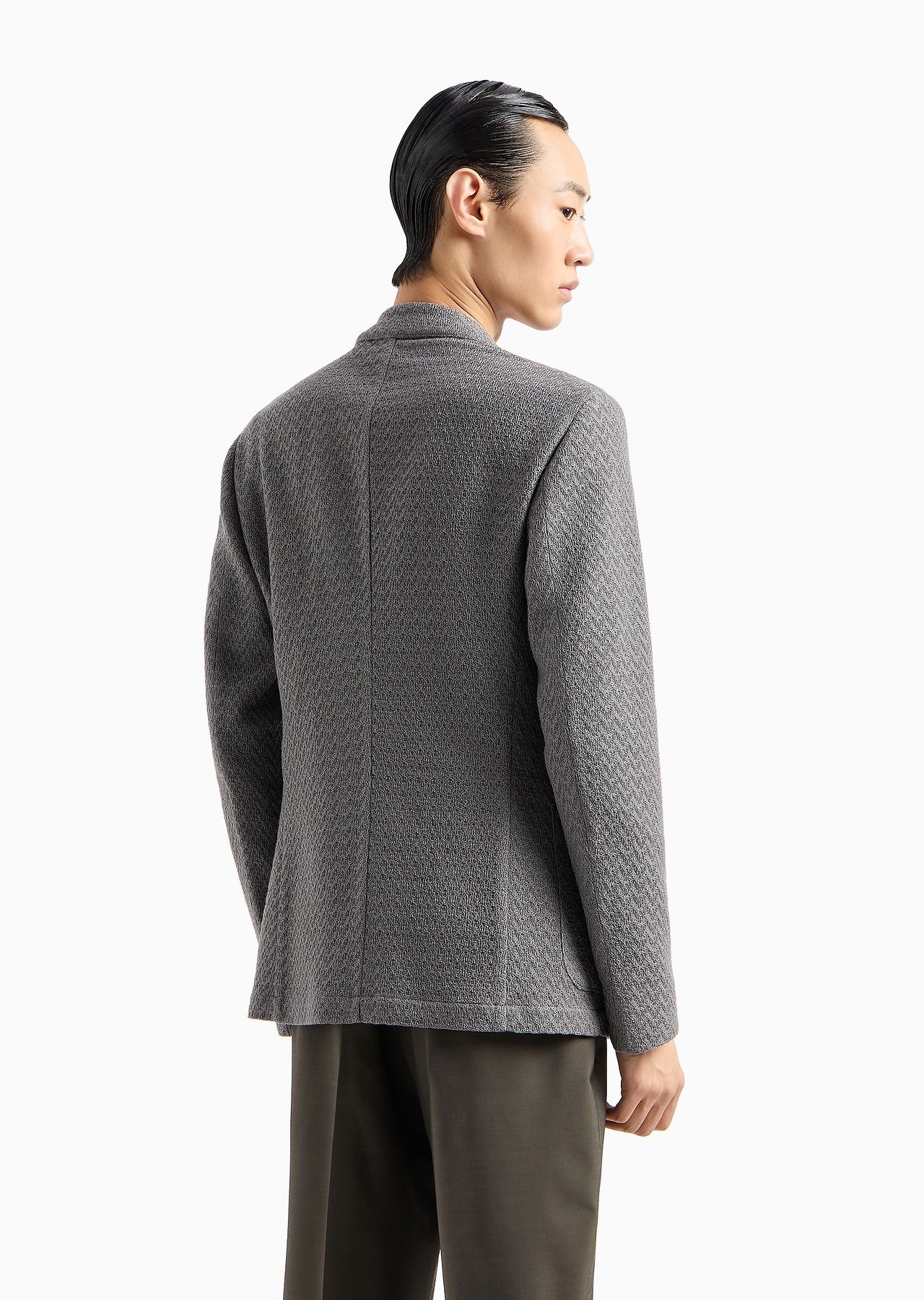 Ultra-lightweight, virgin-wool jacquard knit single-breasted jacket - 3