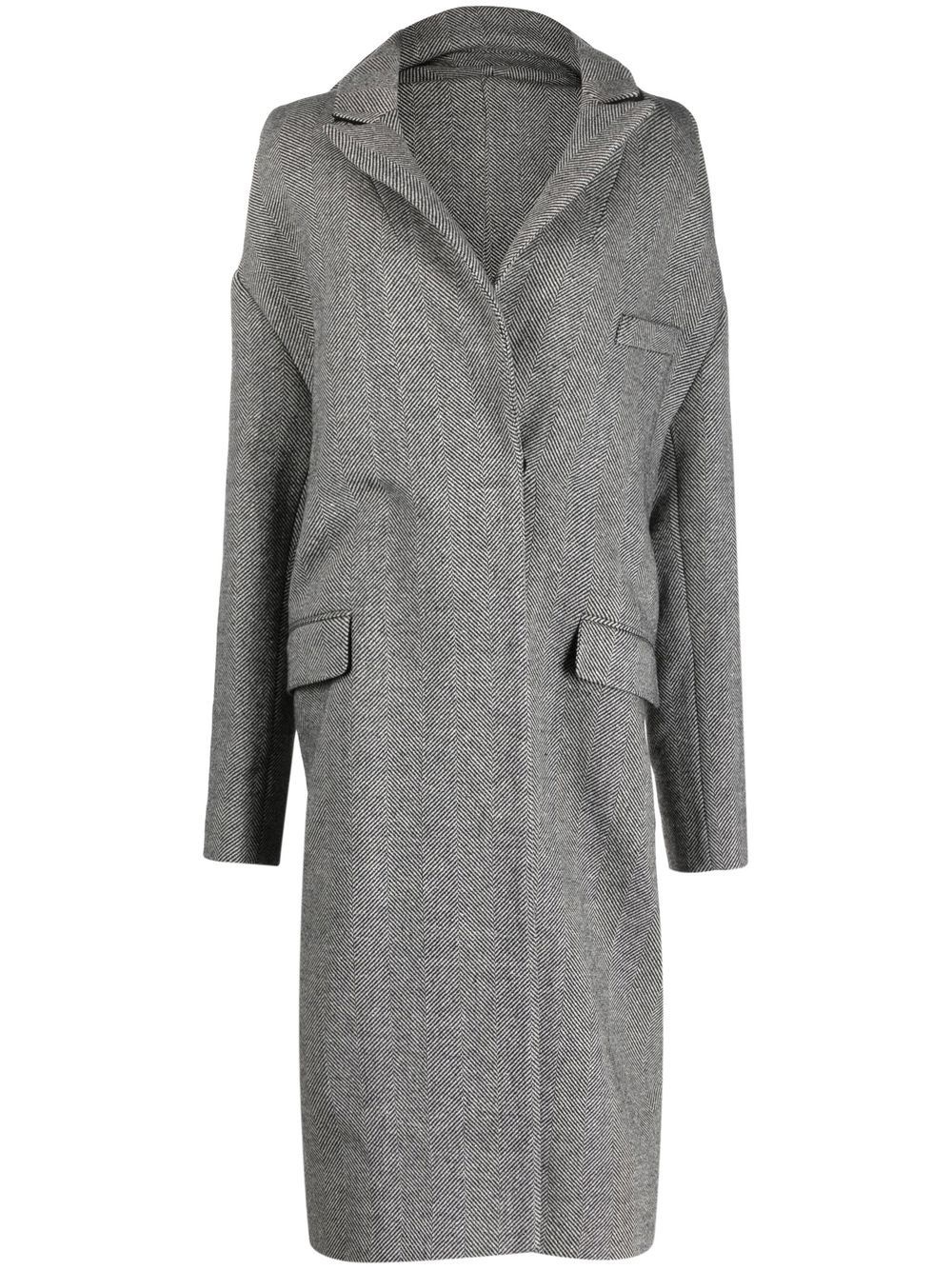 single-breasted herringbone coat - 1