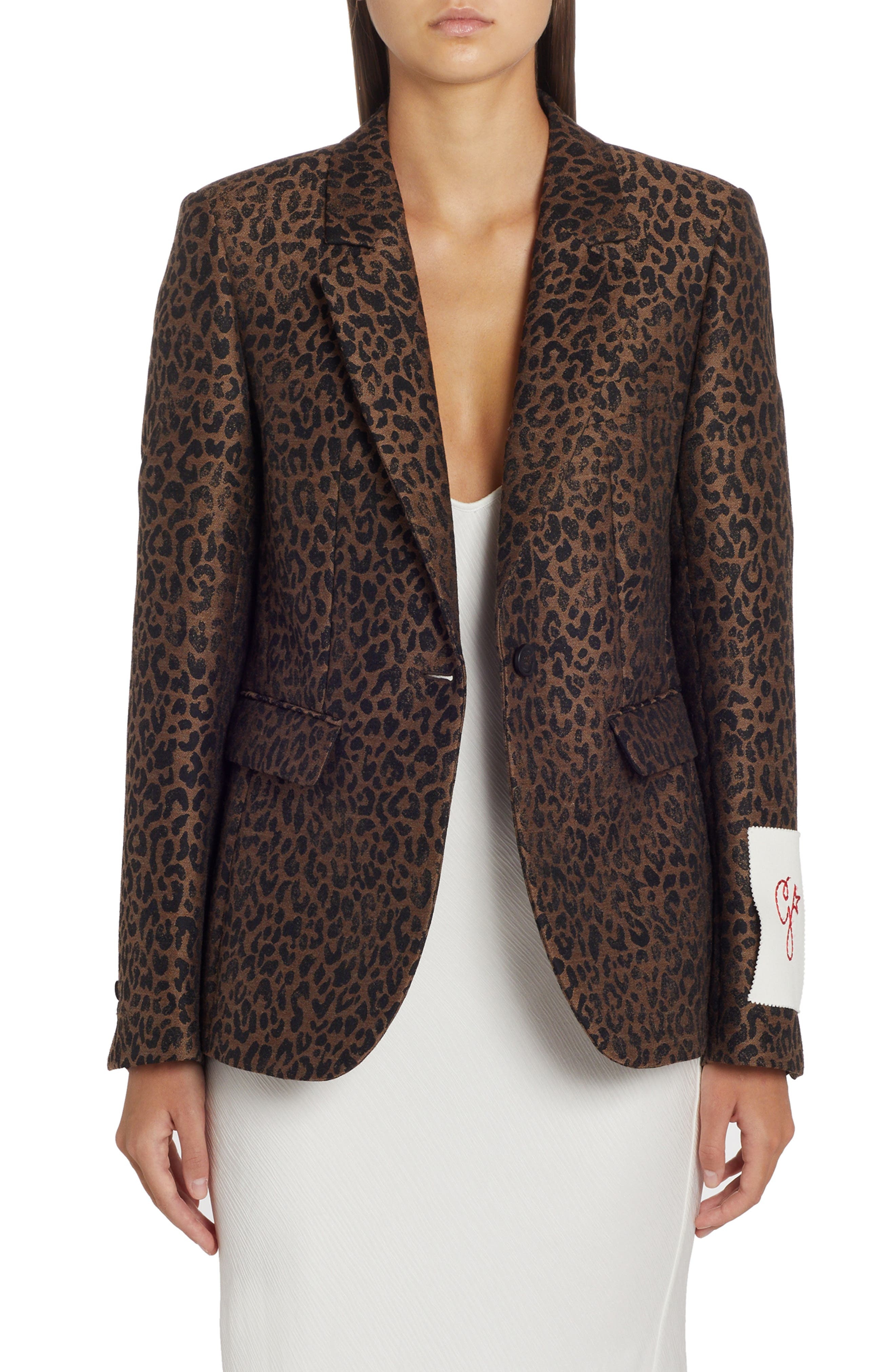 Golden Goose Dune Leopard Virgin Wool Blend Blazer in New Bison/Black at Nordstrom - 1