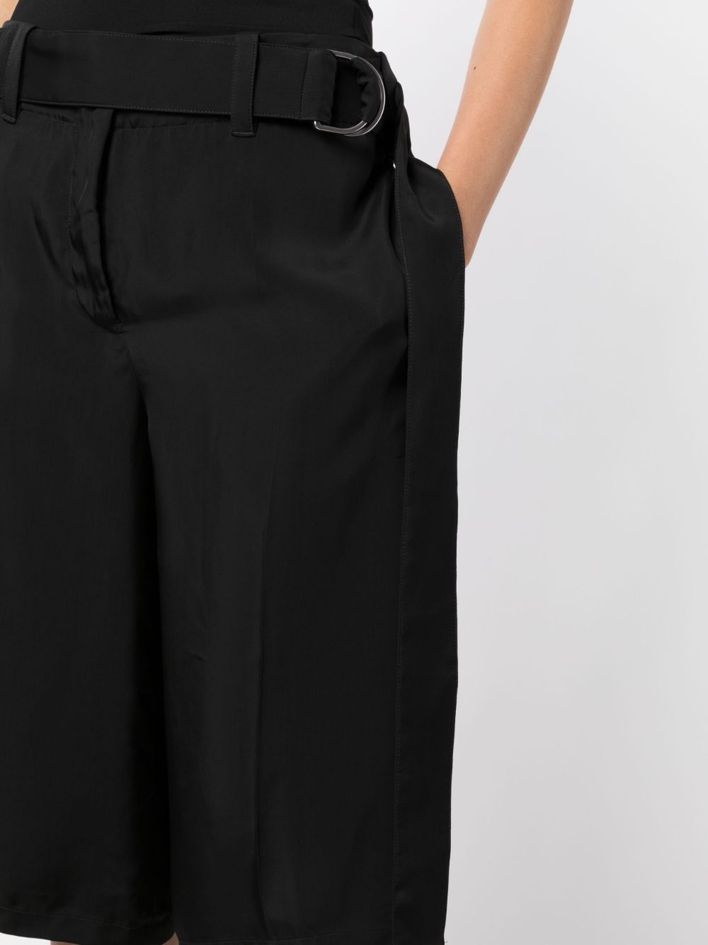 belted-waist wide-leg shorts - 5