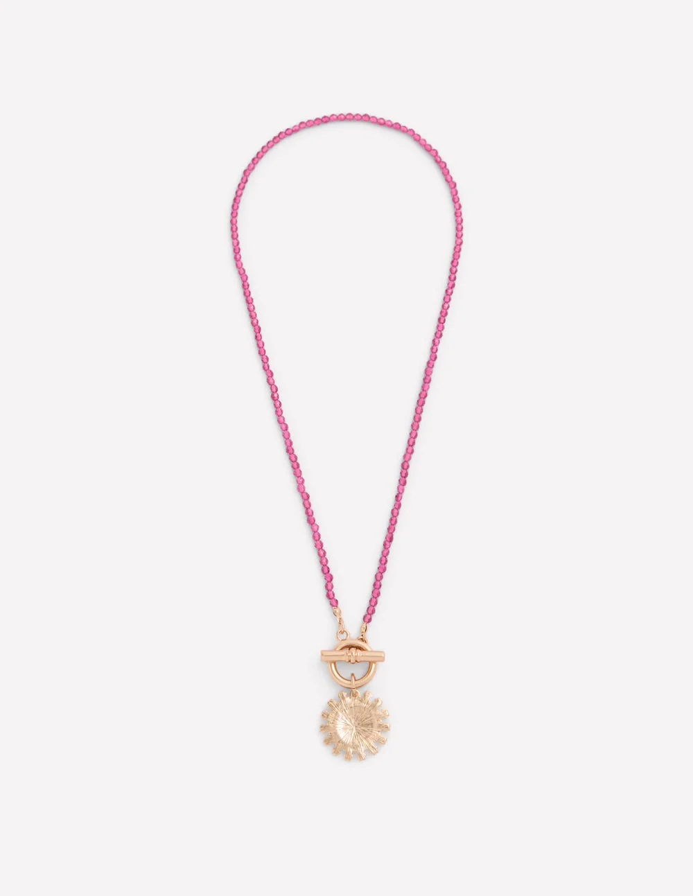 Bead Metal Necklace-Red - 1