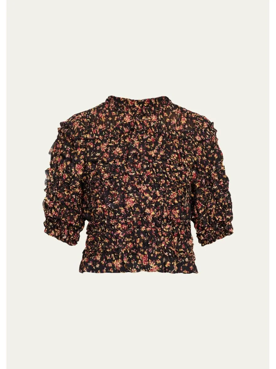 Mabel Short-Sleeve Silk Top - 1