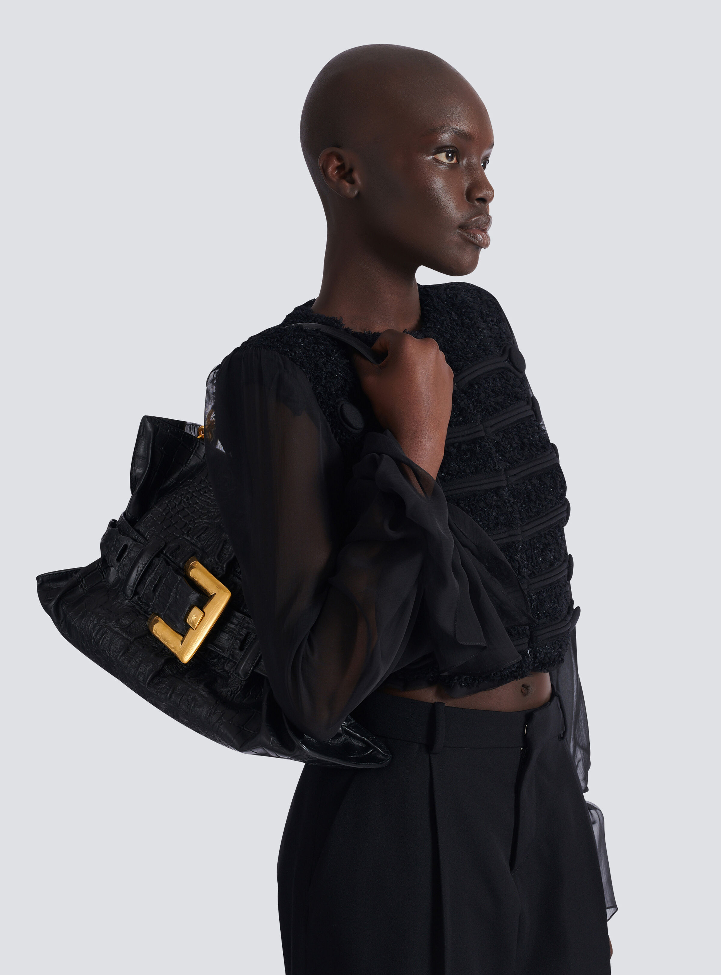 Medium Anthem bag in embossed crocodile-print calfskin - 8