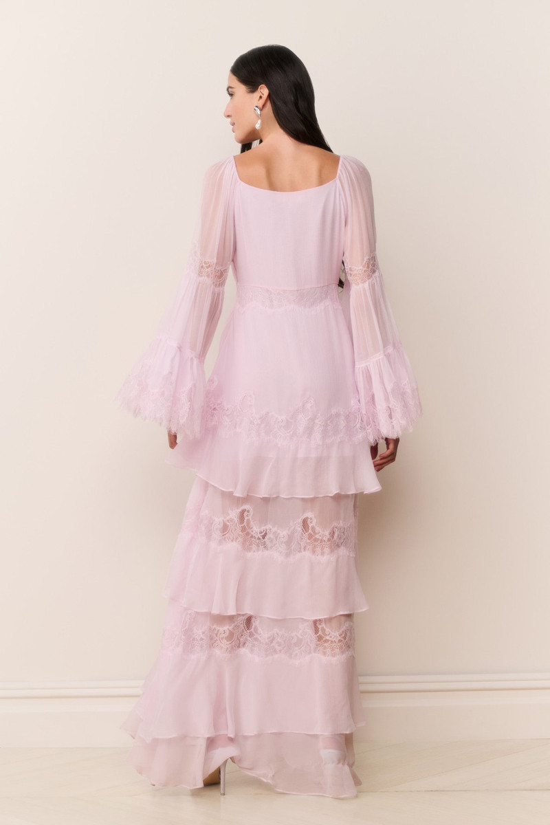 Devina Silk Chiffon Lace Maxi Dress 8