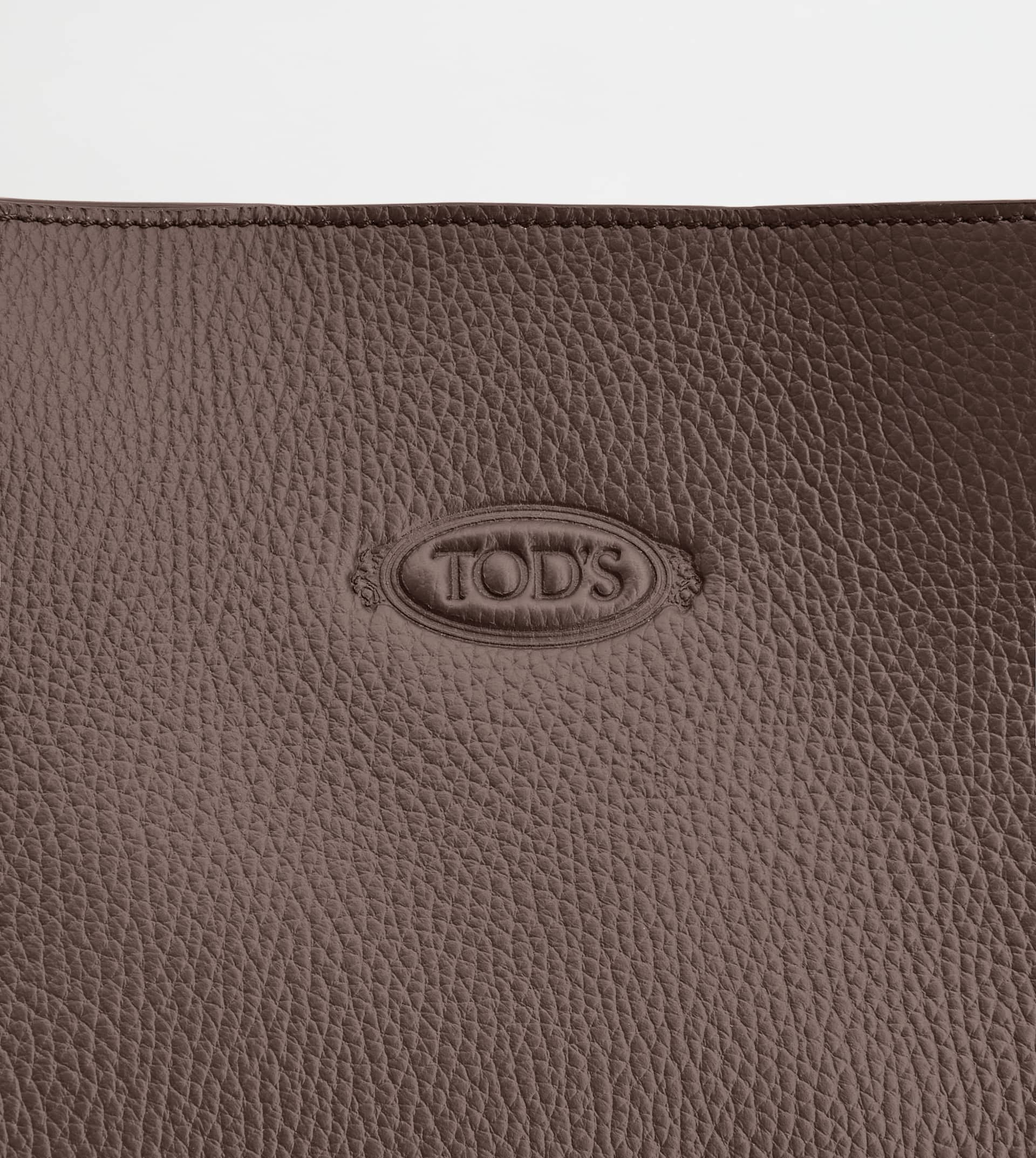 TOTE SHOPPING BAG IN LEATHER MEDIUM - BROWN - 6
