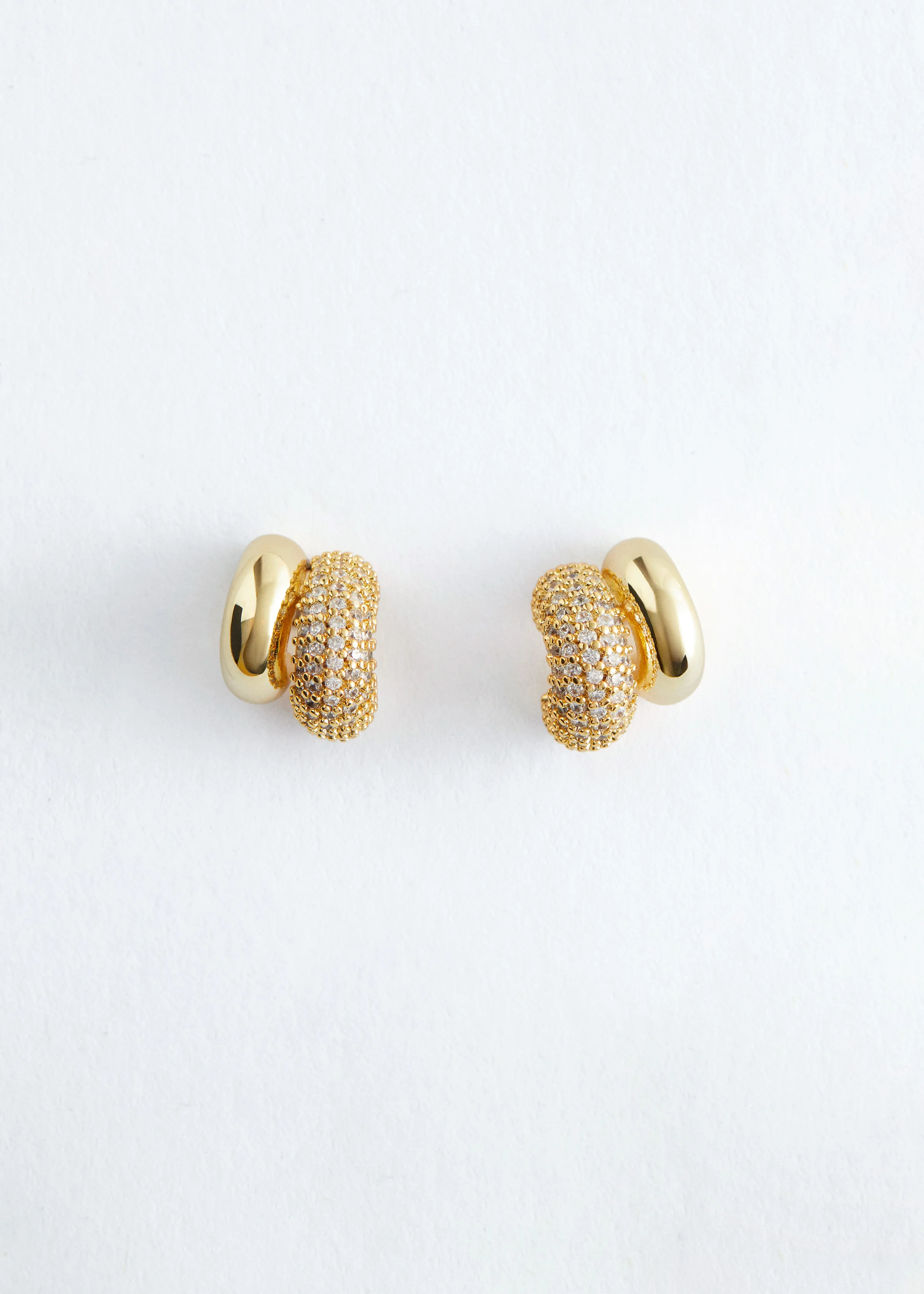 Two-Part Rhinestone Hoop Earrings - 1