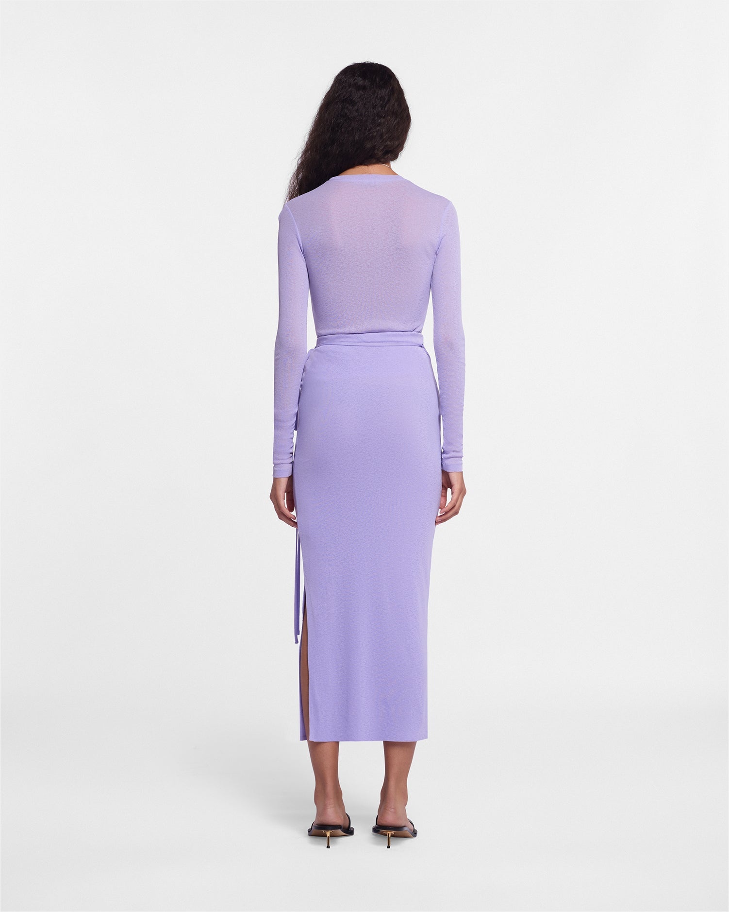 Mesh-Jersey Wrap Midi Skirt - 4
