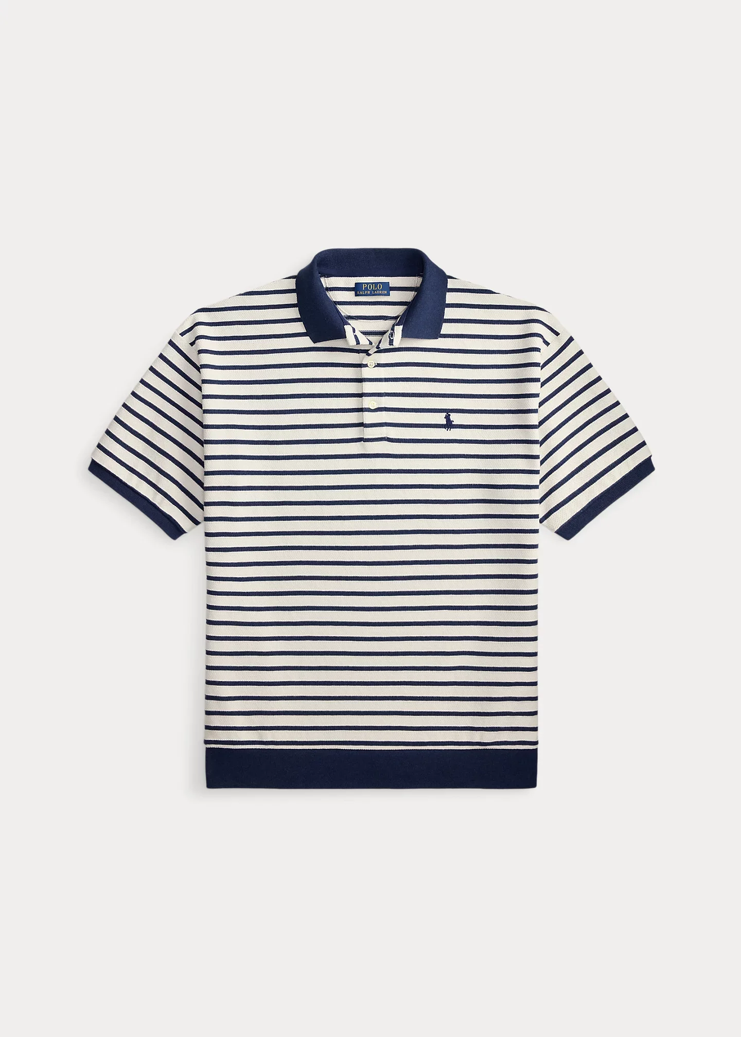 Relaxed Fit Striped Textured Polo Shirt - 1