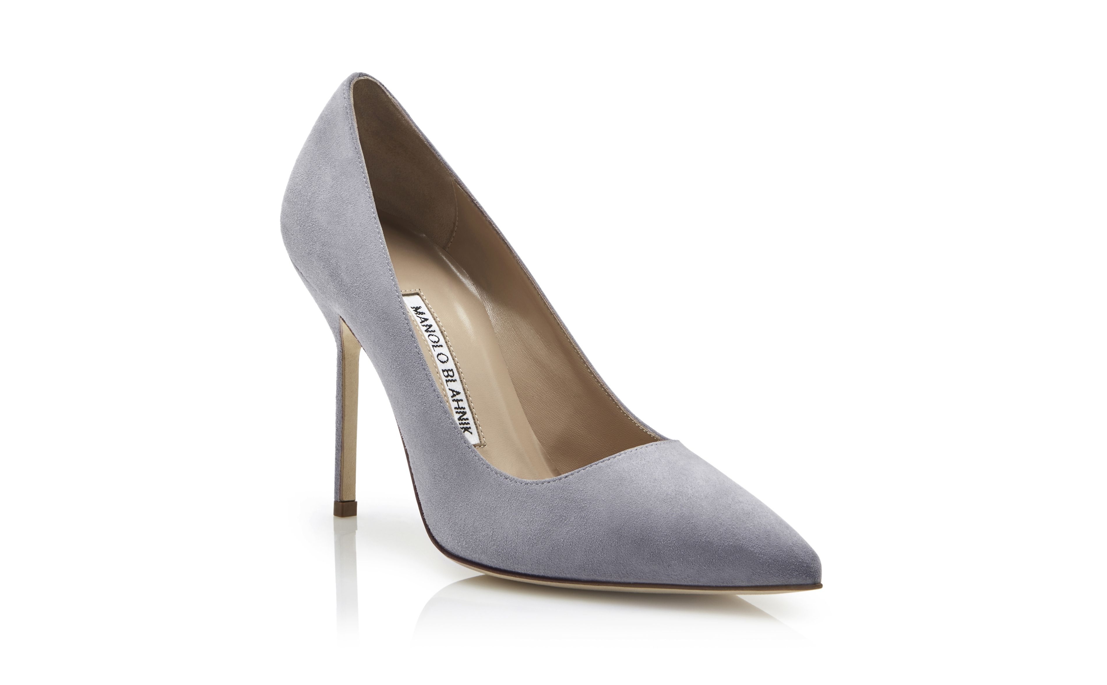 Light Grey Suede Pointed Toe Pumps - 3