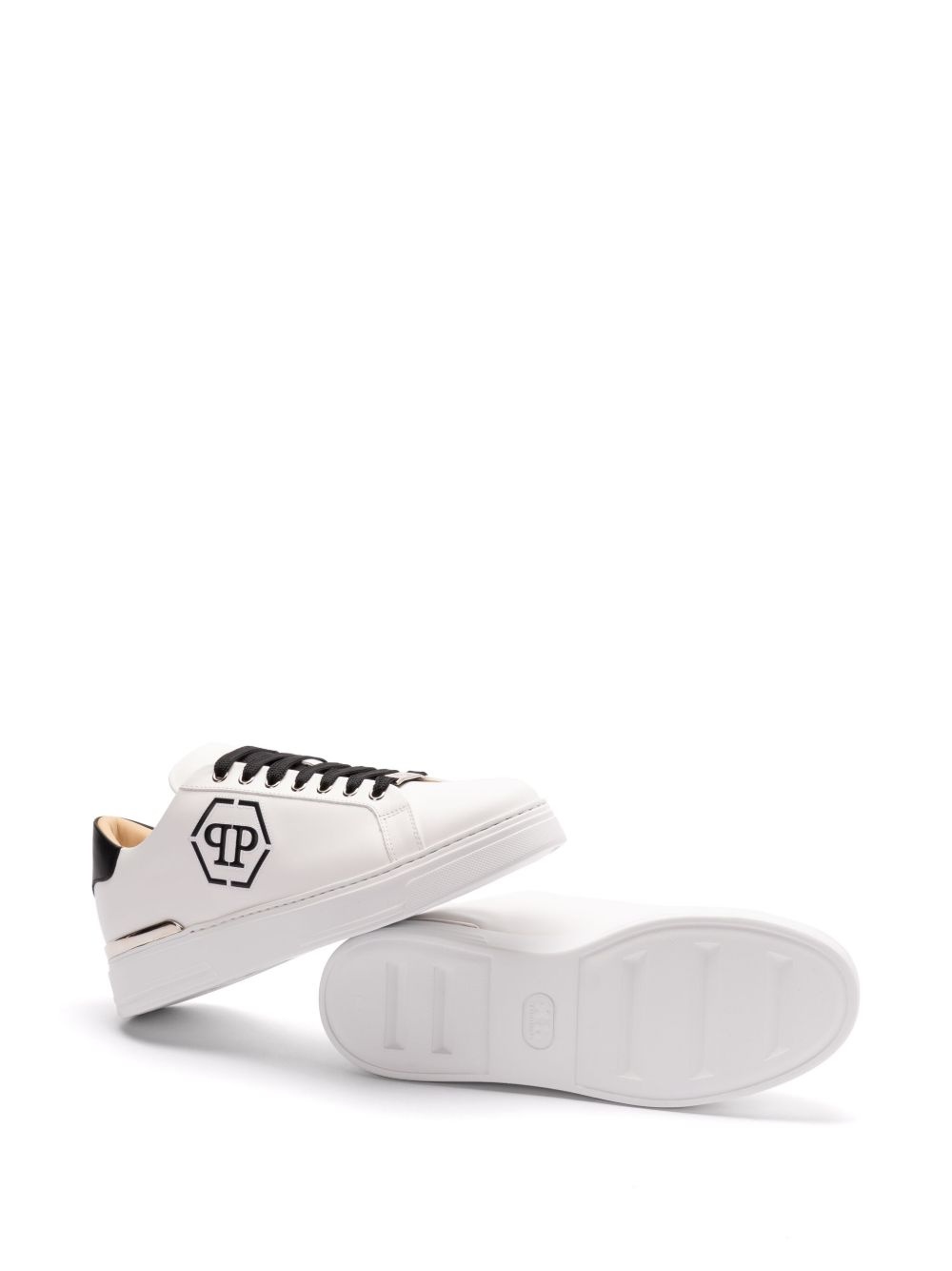 embossed leather trainers - 5