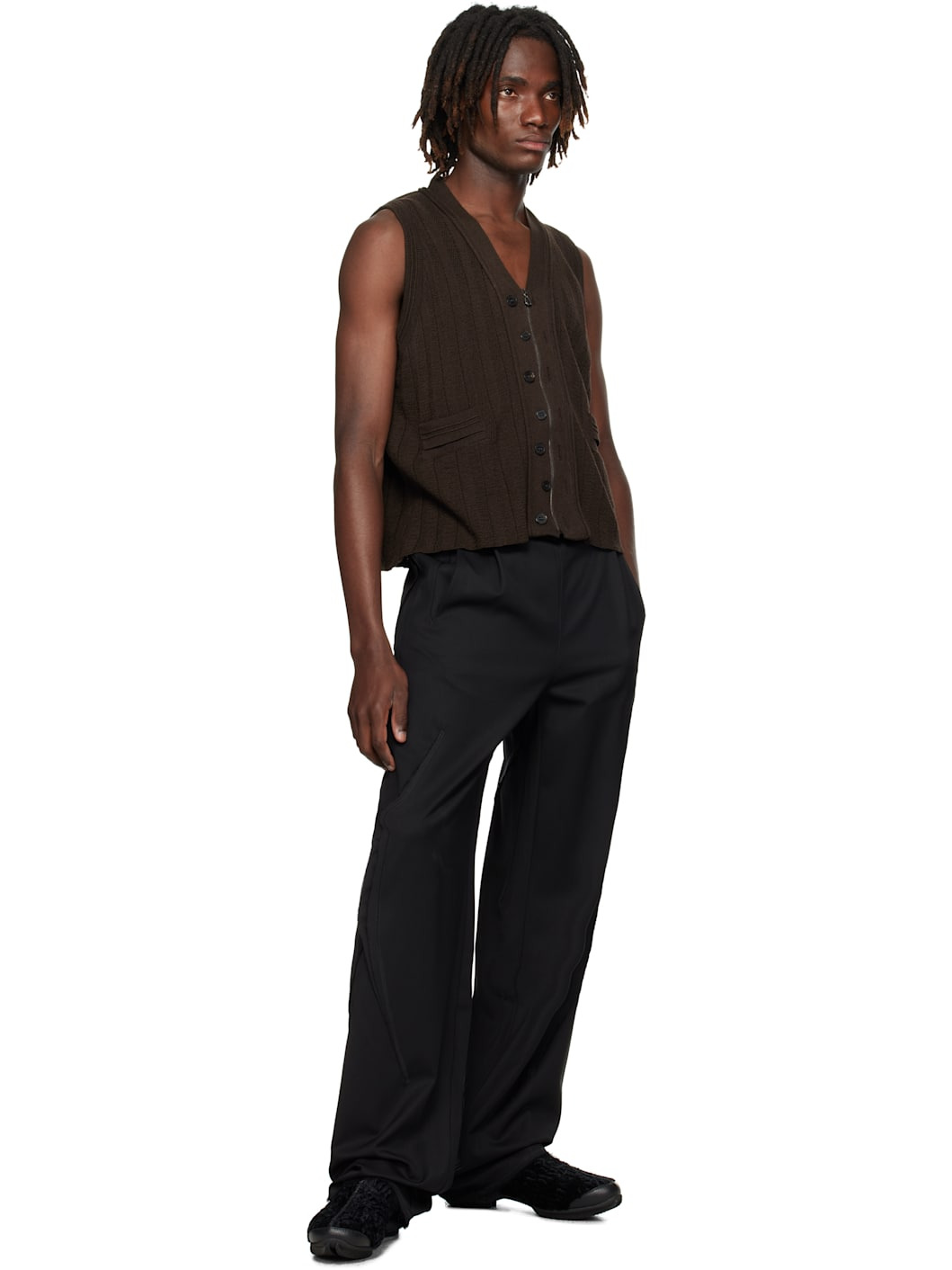 Brown Fitz Knit Vest - 4