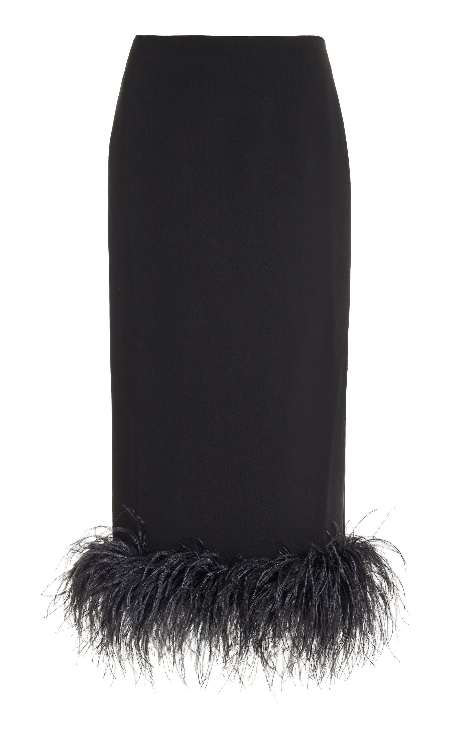 Petya Feather-Trimmed Crepe Midi Skirt black - 1