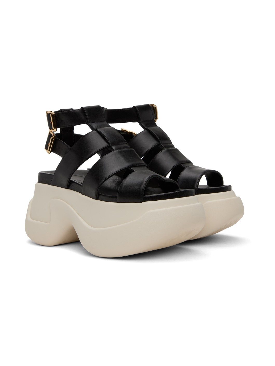 Black Gladiator Platform Sandals - 4