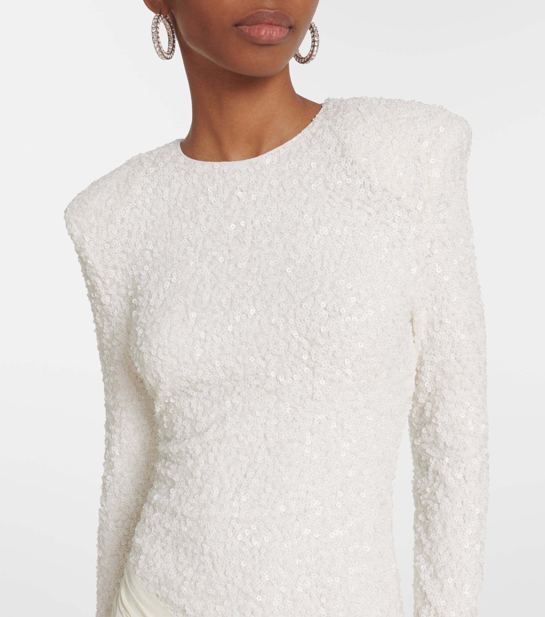 Bridal bow-detail sequined minidress - 4